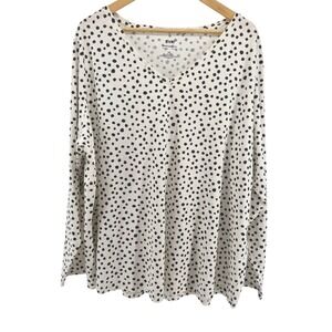 EVRI Everyday Tee Supersoft Relaxed Fit‎ Polka Dot Long Sleeve Top 3X